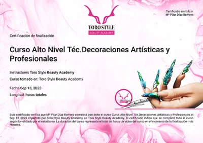 Certificado · Curso Completo Alto Nivel Técnicas Decoración Artística y Profesionales