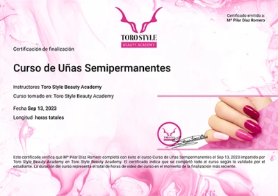 Certificado · Curso Completo de Esmaltado Semipermanente